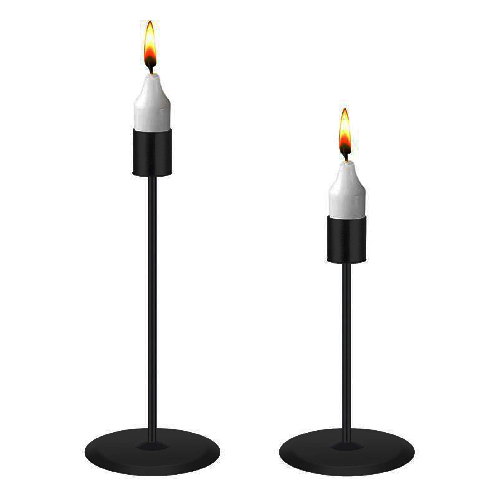 Black Candle Holders Set, Metal Taper Candlestick Holder Stand 3/4 Inch, Candlestick Holder for Taper Candles, Table Romantic for Wedding, Birthday, Dinner Home & Bar Decorative 2Pack (Black)