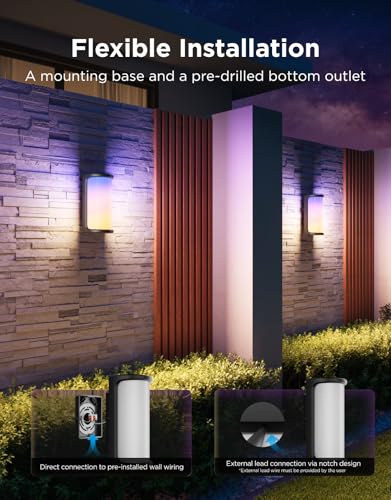 Image of Govee Outdoor Wall Lights Pro, 2 Pack, 2000LM, RGBICWW 72-Zone Customization, Music-Sync, IP67 Waterproof for Outdoor Decor, Porch, Garage, Yard, Patio, Compatible with Alexa, Google Home and Matter