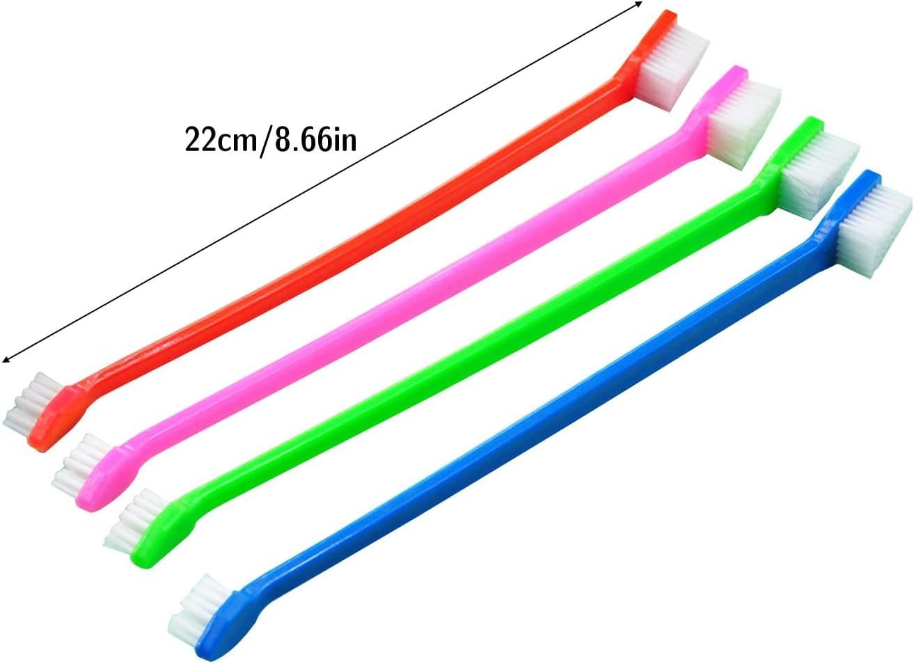 Kyrotech 4’lü Çift Taraflı Kedi ve Köpek Diş Fırçası Seti – Uzun Saplı, Ergonomik, Yumuşak Kıllı, Evcil Hayvan Ağız Bakım Fırçası, Silikon Kaymaz Gövde, Plak Temizliği için Uygun