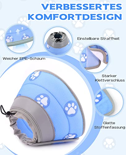 Supet Halskrause Katze,Einstellbarer Halskrause Katze Halsband,Wiederherstellung Halsband Weich Kragen Cone Nach Operation und Verletzungen für Welpen,Hunde und Katzen (Blau, S)