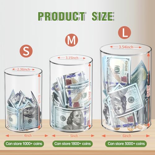 Clear Piggy Bank for Adults/Kids, Acrylic Unopenable Money Box for Cash Coin Saving, Must Break to Open, Money Saving Jar for Adults Boys Girls, Size 10