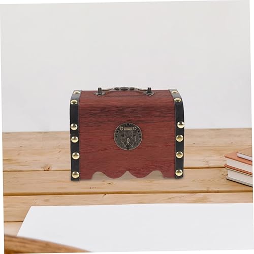 Miniatura 2 de BESPORTBLE Caja de dinero con candado, cofre antiguo para niños, alcancía de madera, caja de cofre retro para ahorrar dinero, cofre del tesoro