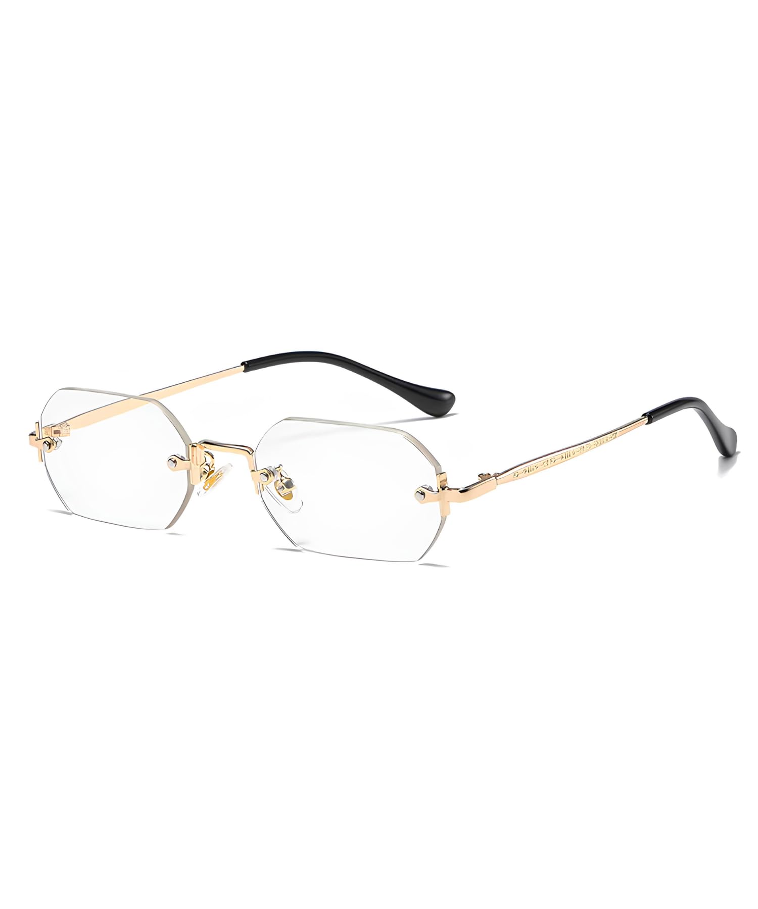 Retro Rimless Geometric Sunglasses for Men Women Stylish - Vintage Y2K Hexagonal Old Money Goggles - Punk Rectangular Trendy UV400 Protection Branded Shades | ARROW-image-39