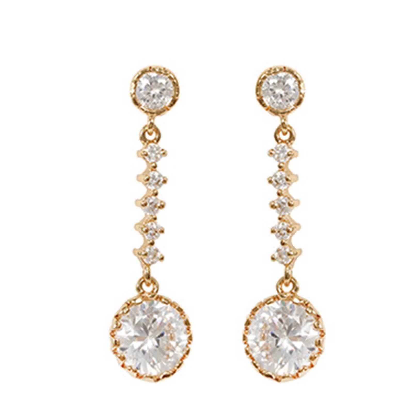 AMDXD Pendientes de oro de 18 quilates Au750, pendientes clásicos con moissanita, oro amarillo 750, pendientes de moissanita, estilo Art Nouveau