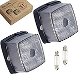 Rebadis Lot 2 Feux de position carré blanc, Livré AVEC ampoule 12V, Feu gabarit remorque...