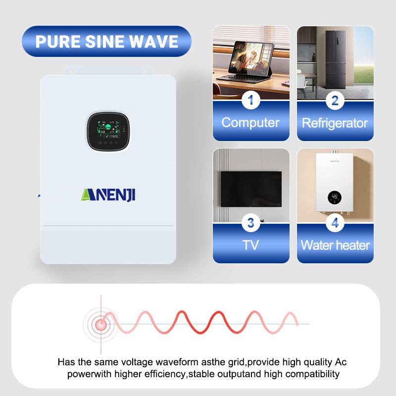 12000W Hybrid Wechselrichter All-in-One, Single-Phase und Three-Phase 48V DC zu 230V/400V AC, Mit Eingebautem 260A MPPT Solar Laderegler, Kompatibel für Bleisäure und Lithium Batterien