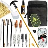 Shotgun Cleaning Kit for 12 Gauge - Molle Pouch with Bronze Brushes, Brass Adaptor, Cotton Mop, Cleaning Pick, Patches & More (Brass Kit+Bore Cleaner)