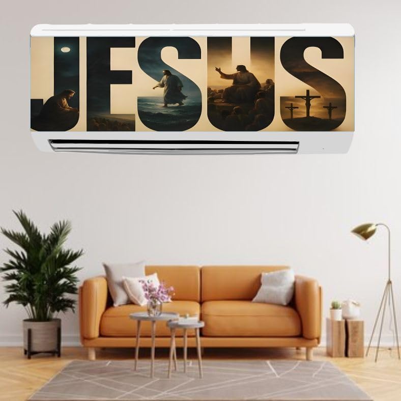 Jesus Christ Split AC Sticker 96 x 30 cm Waterproof PVC Vinyl | Self Adhesive Decal, Christian Faith Design, for Home & Church, Decorative Cover Wrap, Prayer Room Decor-image-12