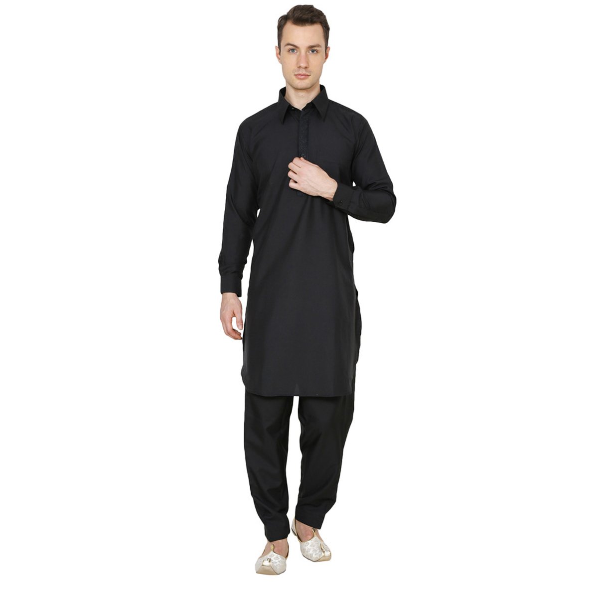 Traje Pathani bordado Wondercraft de polialgodón conjunto de ropa tradicional de hombre 5