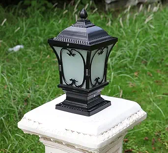 Led Solar Square Pillar Light Antique Gate Lamp Lantern Post (Color : Bronze)