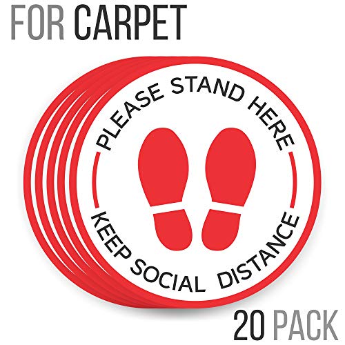 Social Distancing Floor Decals for Carpet | 6 Feet Notice Floor Sign