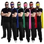 Adults Superhero Accessory Set - Yellow Cape and Matching Eye Mask - Mens Womens Superhero Villain Fancy Dress Costume Accessory Set