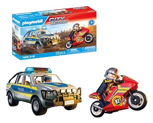 PLAYMOBIL | Action Heroes | Verfolgungsjagd mit Polizei Pick-Up | Polizei-Spielzeug mit Licht- & Soundeffekten | Actionreiches Abenteuer-Spielzeug | Für Kinder ab 4 Jahren | 71875
