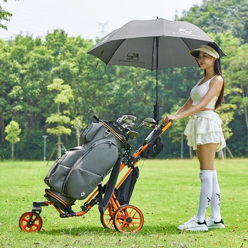 Golf Push Cart 3 Wheel with 360 Swivel Front Wheel,Lightweight and Foldable Walking Golf Cart,One-Click Foldable,with Foot Brake - Image 5