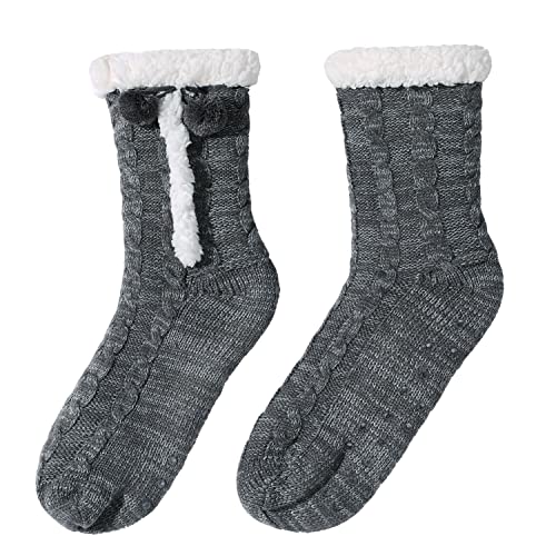 Image of Chassic Sherpa Lined Slipper Socks for Women, Non-Slip Cozy Winter House Socks, Soft Fuzzy Socks, Gifts for Women & Ladies Stocking Stuffers
