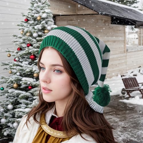 Christmas Hat Santa Knitted Elf Hats Xmas Beanie for Adult Men Women - image 2