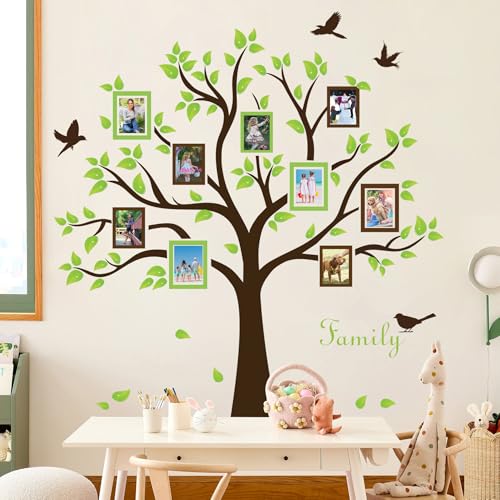 RAINBOW WSK Large Family Tree Wall Decor - Picture Frame Collage Wall Stickers Decor Family Photos Wall Decals Peel and Stick for Classroom Living Room Home 62 x 61 inch RW-3991 (01-Tree)
