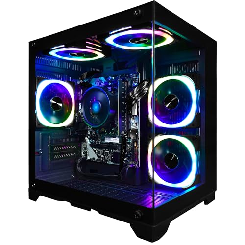 SAAV Prebuilt Gaming PC Desktop Computer Tower AMD Ryzen 5 8500G Radeon 740M Graphics 16GB DDR5 256GB NVMe SSD WiFi 6 Bluetooth Windows 11 Black Air Cooler RGB PC Gaming