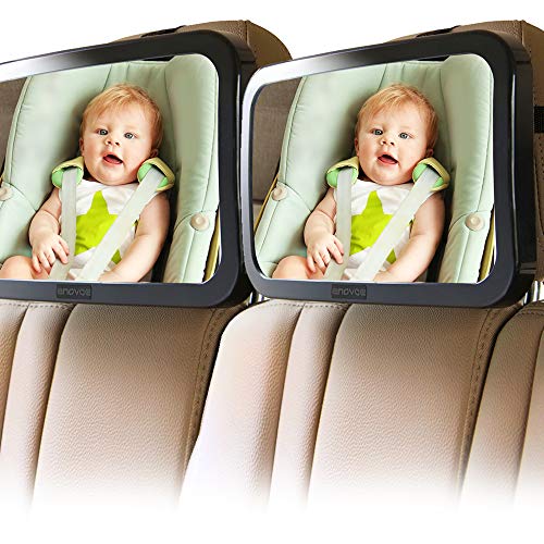 Enovoe Mirror for Baby Car Seat Rear Facing - 2 Pack - Wide Convex Back Seat Mirror is Shatterproof and Adjustable - 360 Swivel Backseat Carseat Mirror Helps Keep an Eye on Your Infant