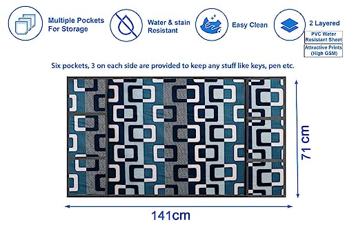 Image of Stylista Refridgerator top Cover Suitable for Samsung RS76CG8003S9HL, 653 Liter Fridge, Dimension (WXD) 71x141 CM, Lattice Pattern Blue