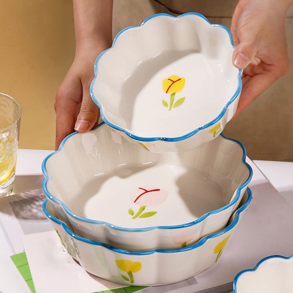 Salaterka miska do makaronu miska ceramiczna retro talerz miska śniadaniowa miska deserowa salaterka duża miska do zupy salon biurko koronka owocowa salaterka miski na zupy i sałatki (kolor: 1, rozmiar: duży)