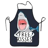Lliubajsdj Adjustable Professional Apron Kitchen Free Kisses Shark Whale Woman Aprons Comfortable Perfect for Cooking Guide