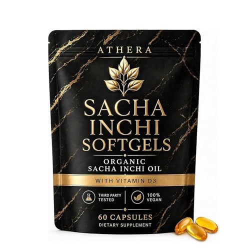 LINSETING Athera Sacha Inchi Oil Softgels Sacha Inchi Oil & Vitamin D3 Plant-Based for Skin Health 60 Capsules