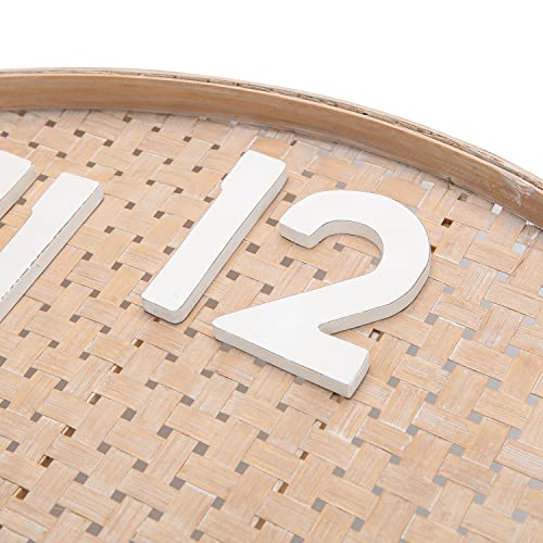 Nikky Home Large Boho Wall Clock, 31 Inch Battery Operated Silent Non Ticking Bamboo Woven Clock For Kitchen, Living Room, Bedroom, Office #TOP2