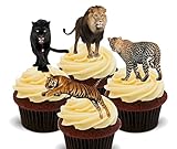Wild Cats/große Katzen Kuchen Dekorationen, essbar, Kuchendekoration (Pack von 12 oder 24)