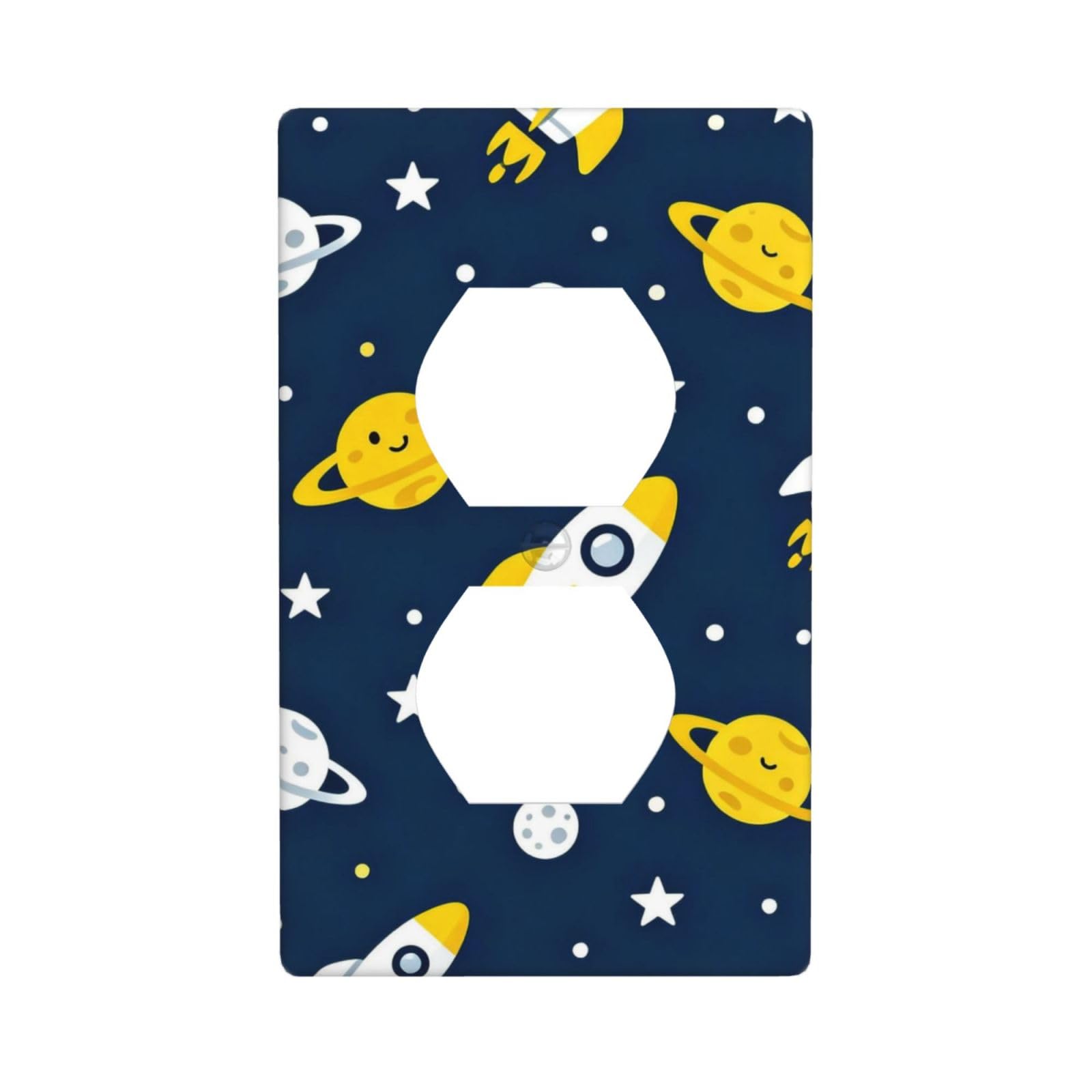 Rockets and Planets Decorative Switch Plate Cover-Unbreakable Polycarbonate Wall Plate for Home Office, 1 Gang with Screws