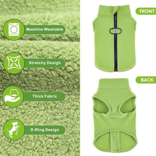 Oslueidy Hundemantel Fleece Hunde Jacken Hund warme Mäntel Winter Haustier Kleidung Hoodies Pullover Jumpsuit Hund Schnee Outfits Weste für kleine mittlere große Hunde XS-XXL (Grün, S)