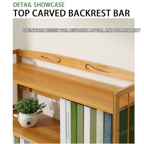Estantería multifuncional de bambú y madera natural con 6 estantes abiertos 7