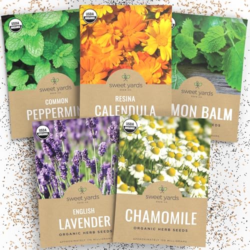 Organic Herbal Tea Seeds Variety Pack - 5 Individual Packs - 2025...