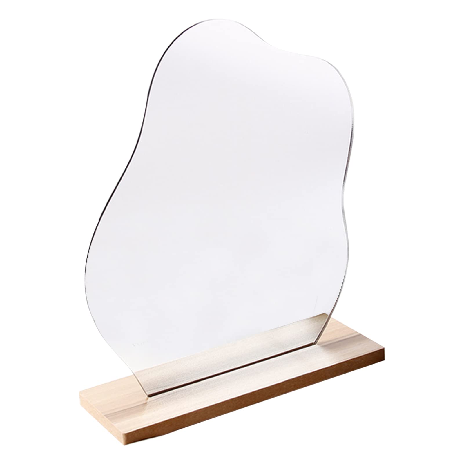 Sel Natural Acrylic Makeup Mirror for Desk with Stand, Aesthetic Desk Decor Vanity Mirror, Frameless Table Cloud Shape Mirror for Bedroom, Living Room