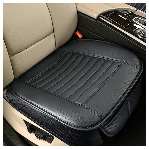 Sunny color 2pc Filling Bamboo Charcoal Edge Wrapping Car Front Seat Cushion Cover Pad Mat for Auto with PU Leather(Black)