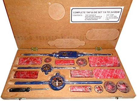 TAP AND DIE SET 1/4 TO 3/4 BRITISH STANDARD WHITWORTH- BOXED COMPLETE BSW-AMZN