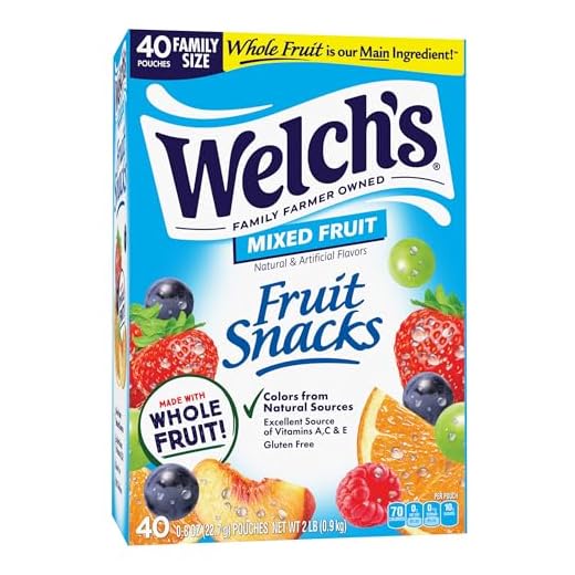 Welch's Fruit Snacks, Mixed Fruit, Bulk Pack, Individual Single Serve Bags, 0.8 oz (Pack of 40)