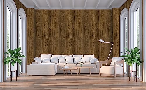 Abyssaly Klebefolie Möbel Holzoptik, Möbelfolie Selbstklebend Folie, Dekorfolie Holzmaserung Tapete, Vintage Braun Möbelaufkleber für Möbel Küche Küchenschrank Wand 90cmX300cm