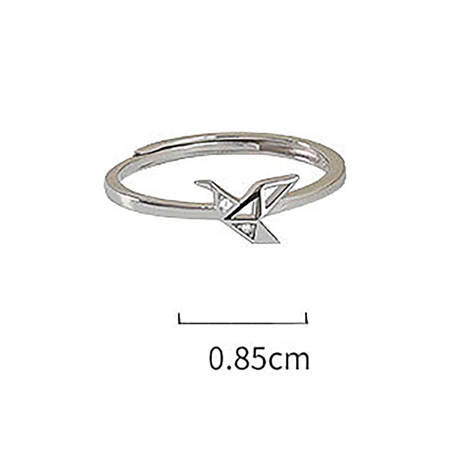 S925 Sterling Origami Kranich Ring Mode Baumeln Origami Zirkon Offene Einstellbare Daumen Ringe Schmuck Geschenke für Frauen Weihnachten,