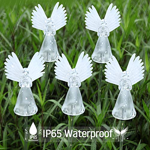 Solar Angel Lights Outdoor, Qualife Garden Gifts for Housewarming Mom Women,Solar Powered Decorative Light for Garden Yard Patio, Cemetery Grave Decorations, 2 Pack.