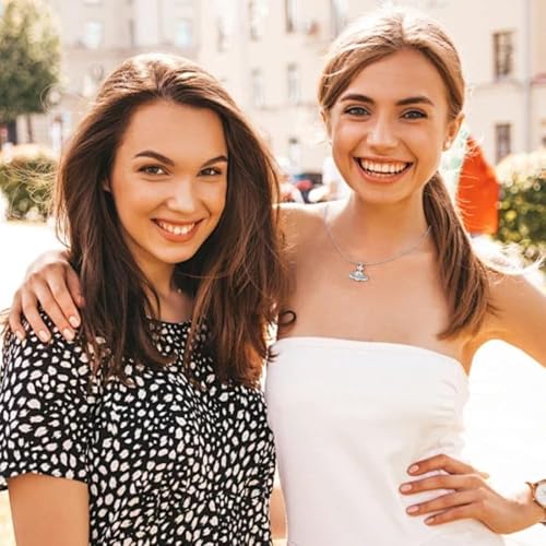 Saturn Pendant Necklace for Women Glass Bead Pendant Necklace Sweater Chain Jewelry for Women Planetary Element Necklace Jewelry for Mother Wife Sister Daughter2