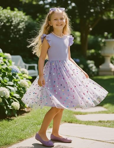 Image of PATPAT Girls Sequin Polka Dot Tutu Princess Birthday Party Dresses 3-4T