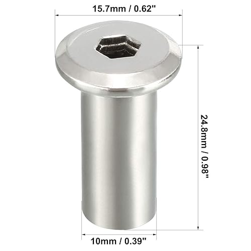 Miniatura 3 de uxcell M8x22mm Hex Socket Head Insertar Tuerca Tornillo Post Manga Tuerca para Muebles 10pcs