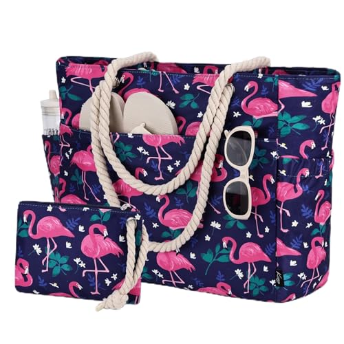 Kasgo Strandtasche XXL Familie Damen groß Wasserdichte Badetasche mit Reißverschluss...