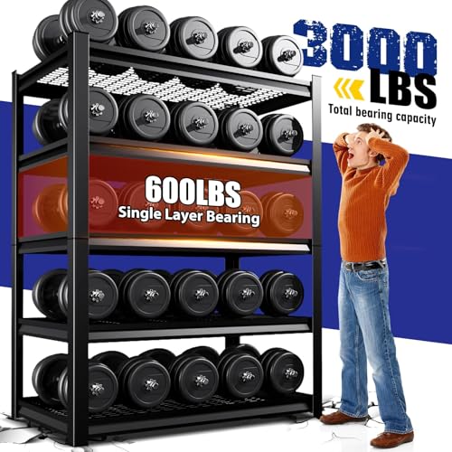 Image of 72 inchHx59 inchWx20 inchDGarage Shelving-2500 lbs 5 Tier Storage Shelves,Adjustable Heavy Duty Metal Shelving Unit and Storage Large Wire Rack,Utility Steel Shelf for Warehouse Industrial Pantry Basement