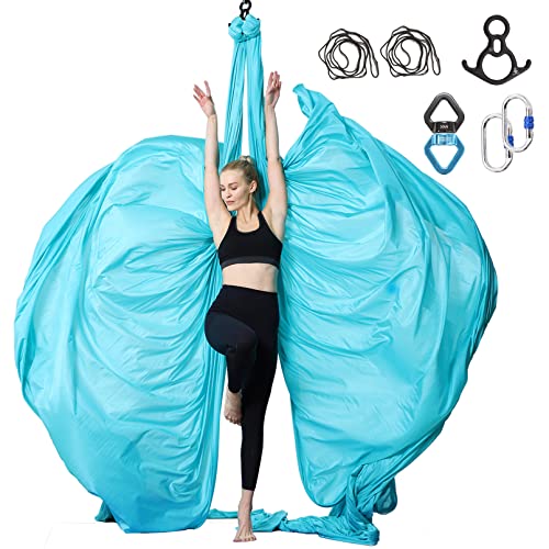 SKYPHAROS-11-Yards-Aerial-Silks-Yoga-Swing-Set-Aerial-Yoga-Hammock-Kit-Anti-Gravity-Flying-Trapeze-for-Fitness-LowNon-Stretch-Nylon-Tricot-Fabric-Hardware-Included-for-Dance