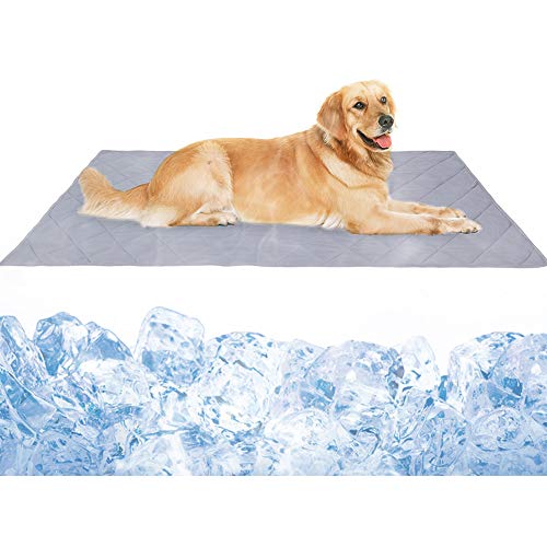 Dog Cooling Blanket Mat, Large Cooling Pad for Dogs & Cats, Pet Self Cooling Blanket for Floor, Kennels, Crates, Beds, Summer Dog Bed Mats, High-Tech Fiber, Soft Breathable Reversible Machine Washable