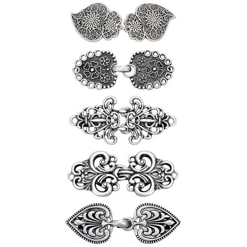TRKETK 5 Piezas Clips de Chal de Suéter Vintage, Clip de Cárdigan de Metal Clip de Capa de Cárdigan de Remolino Retro Broche de Capa Antigua Clips de Broche de Camisa Celta Clips para Niña Mujer