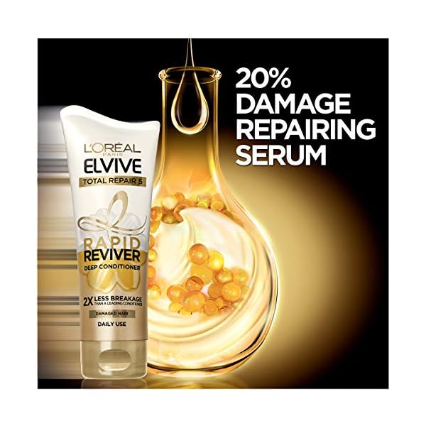 LOreal-Paris-Elvive-Total-Repair-5-Rapid-Reviver-Deep-Conditioner-Repairs-Damaged-Hair-No-Leave-In-Time-Heat-Protectant-with-Damage-Repairing-Serum-and-Protein-6-oz L'Oreal Paris Elvive Total Repair 5 Rapid Reviver Deep Conditioner, Repairs Damaged Hair, No Leave-In Time, Heat Protectant, with Damage Repairing Serum and Protein, 6 oz.