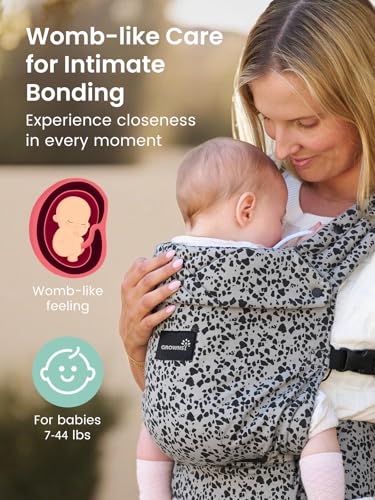 Image of GROWNSY Baby Carrier Newborn to Toddler, Lightweight Ergonomic 7-44 lbs Newborn Carrier with Head Support, Easy to Wear Hands Free Infant Carrier for 0-36 Months, Gray Spots Leopard